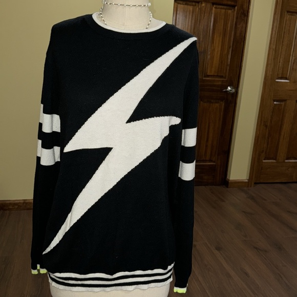 WISPR Men's Sweater Thunder Bolt Black White Pullover Size XL - Picture 2 of 7